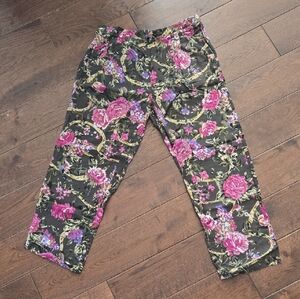 Mia Chica From Nordstrom Fun Pink and Green  Floral Lightweight Pants Girl 16